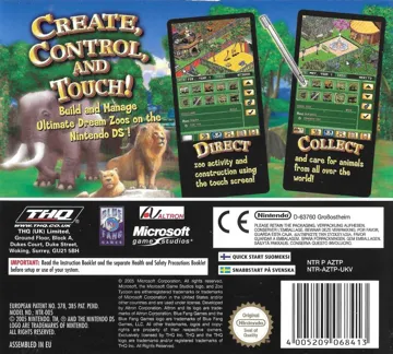 Zoo Tycoon DS (USA) box cover back